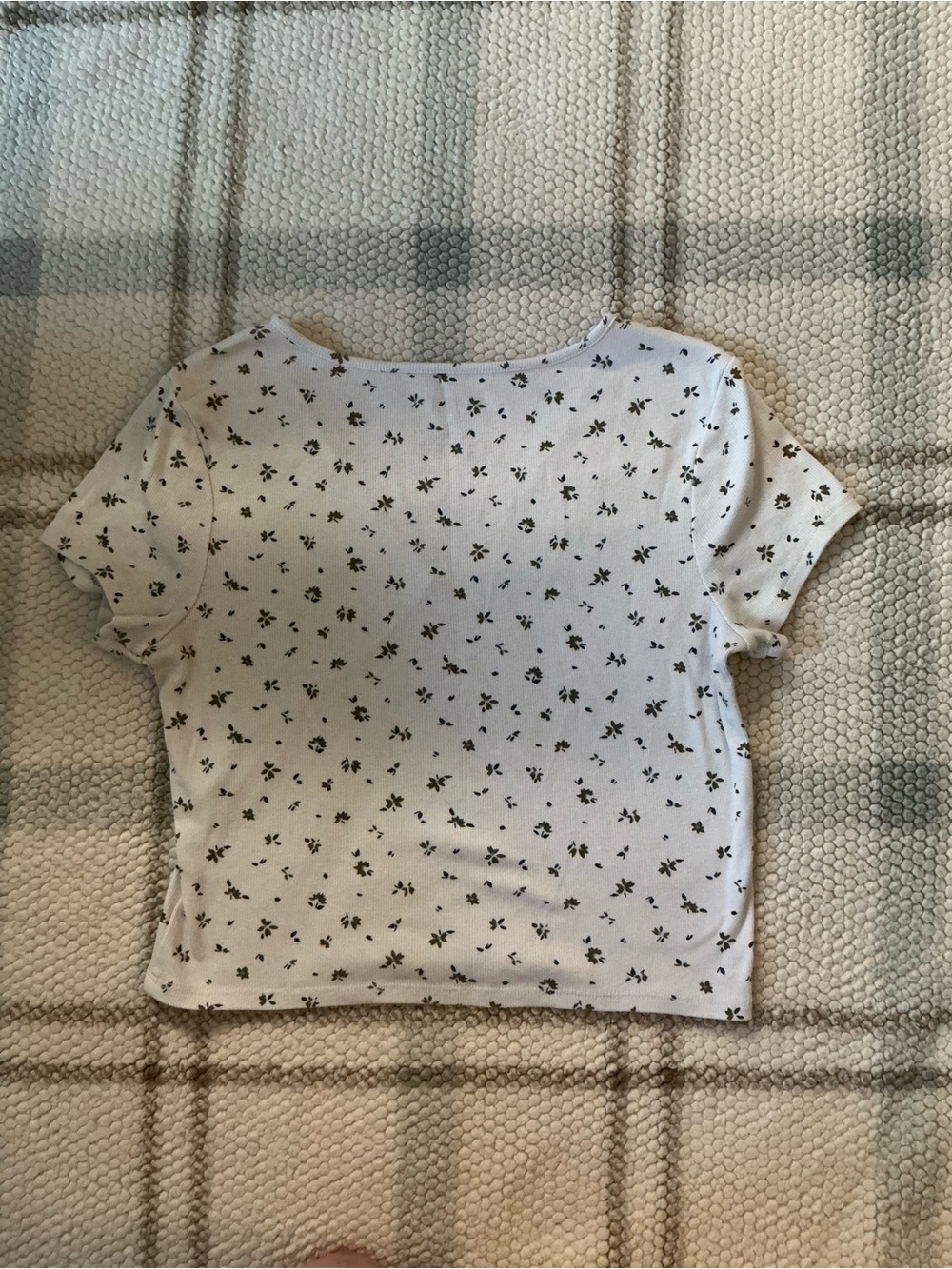 White Floral Wrap-Front Cropped Women’s Top - Picture 7 of 7